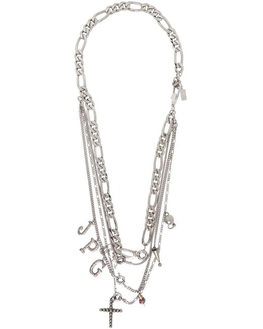 Jean Paul Gaultier Black Multiple Chainscharms Necklace