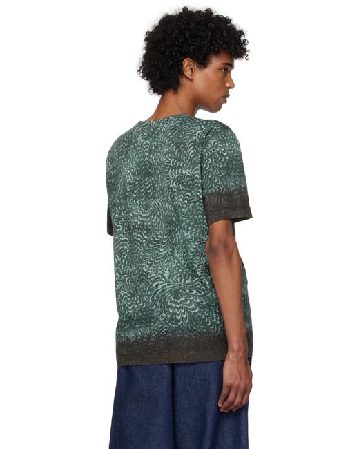 メンズ Dries Van Noten ブルー コットン プリントTシャツ Green