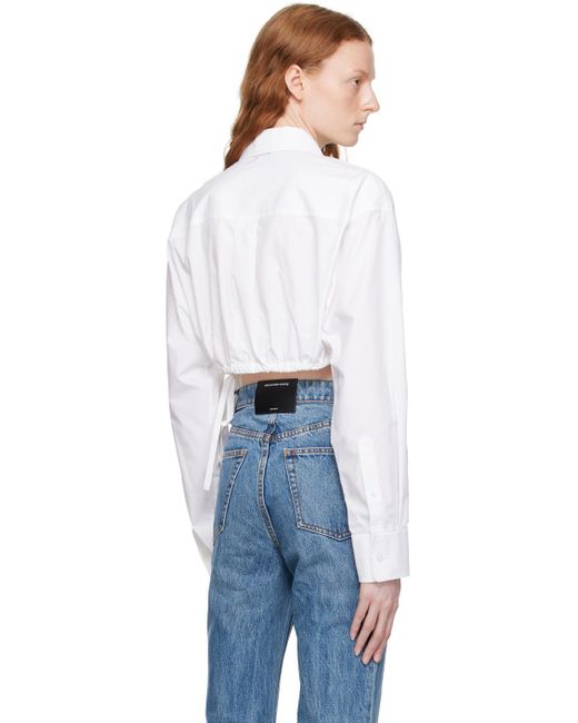 T By Alexander Wang Blue White Cropped Shirt