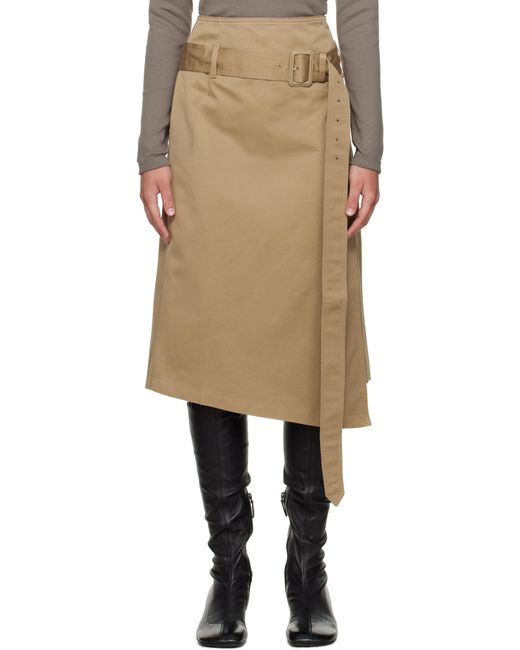 Acne Natural Belted Twill Midi Skirt