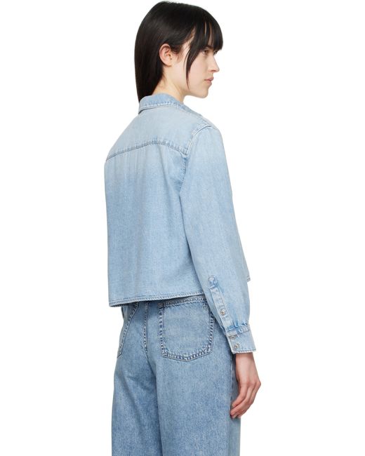 Rag & Bone Blue Featherweight Cropped Maxine Denim Shirt