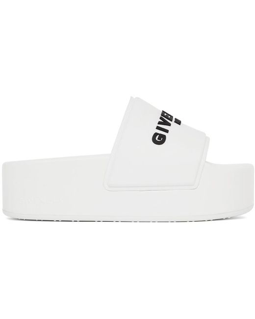 Save 45% Givenchy Rubber Logo Printed Slip-on Slides in White Womens Shoes Flats and flat shoes Slippers 