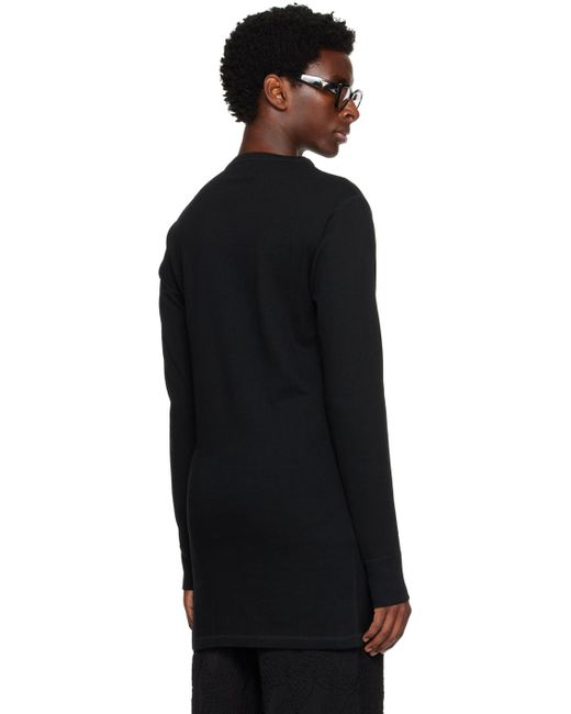 KOZABURO Black Henry Long Sleeve T-shirt for men
