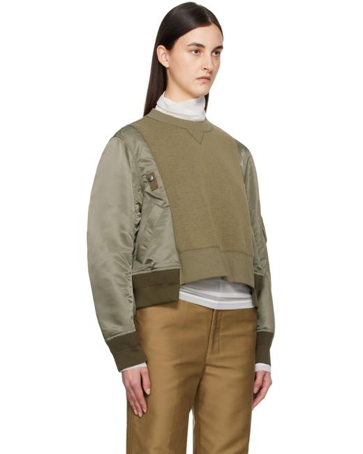 Sacai Green Khaki Sponge Sweat Sweatshirt