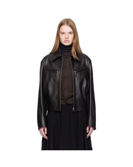 Lemaire Boxy Leather Blouson Jacket in Black | Lyst