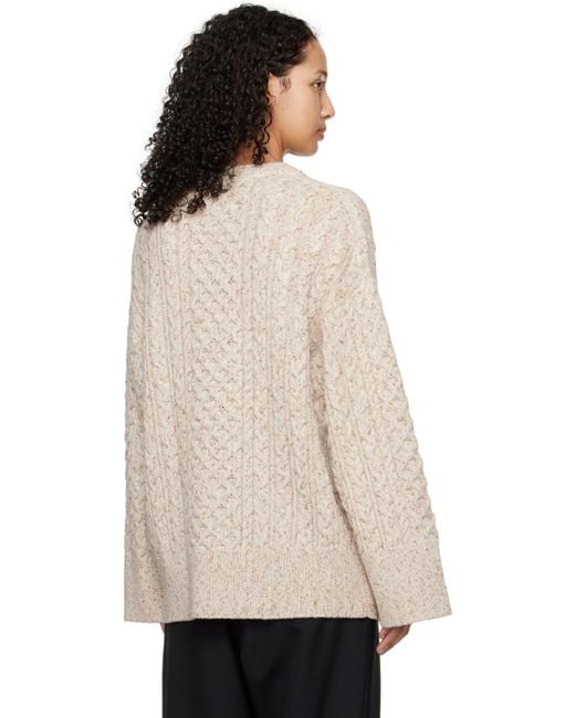 Boss Natural Beige Cable Sweater