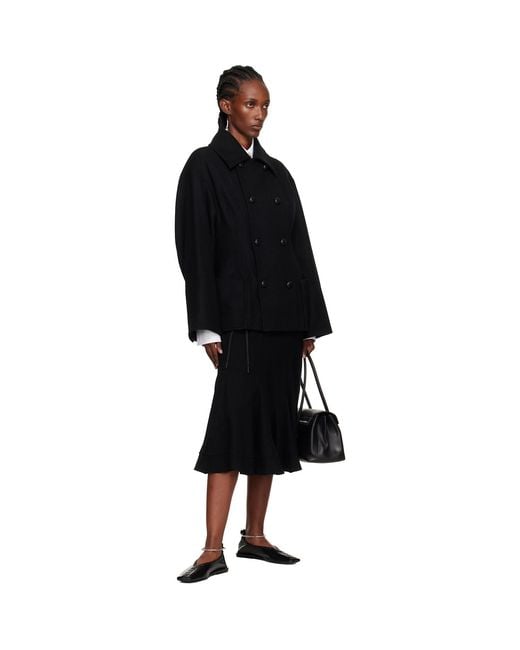 Yohji Yamamoto Black Eringi Midi Skirt