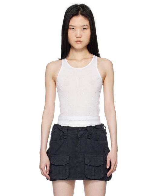 Alexander Wang Black Crystal Hotfix Racer Tank Top