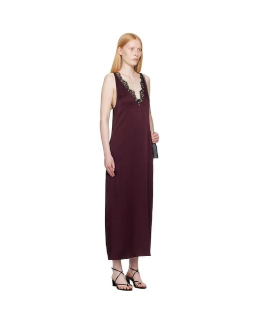 Stella McCartney Red Burgundy Satin Slip Maxi Dress