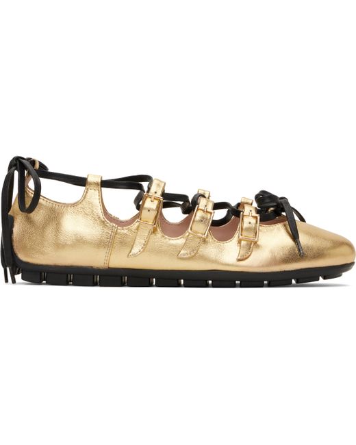 Ballerines De Style Ghillie Dorées À Semelle Crantée Simone Rocha en coloris Black