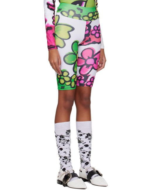 Chopova Lowena Black White Neon Flower Shorts