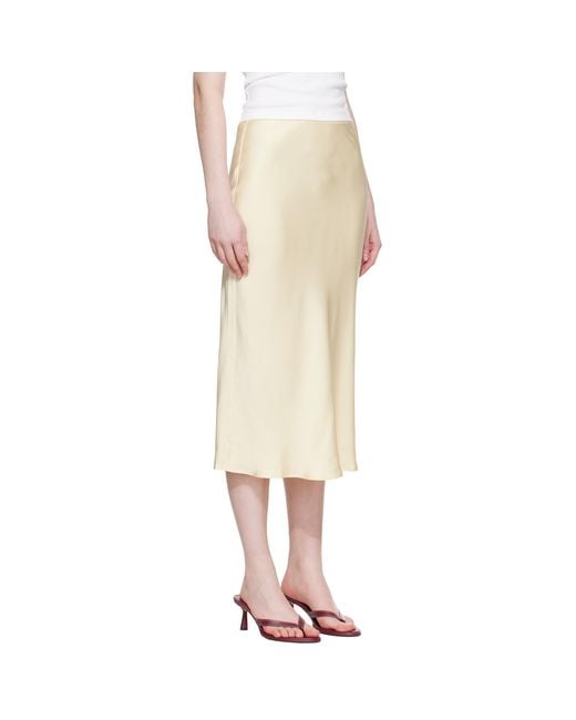 Anine Bing Natural Bar Silk Midi Skirt