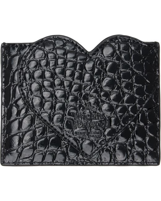 Vivienne Westwood Black Croc Heart Card Holder for men