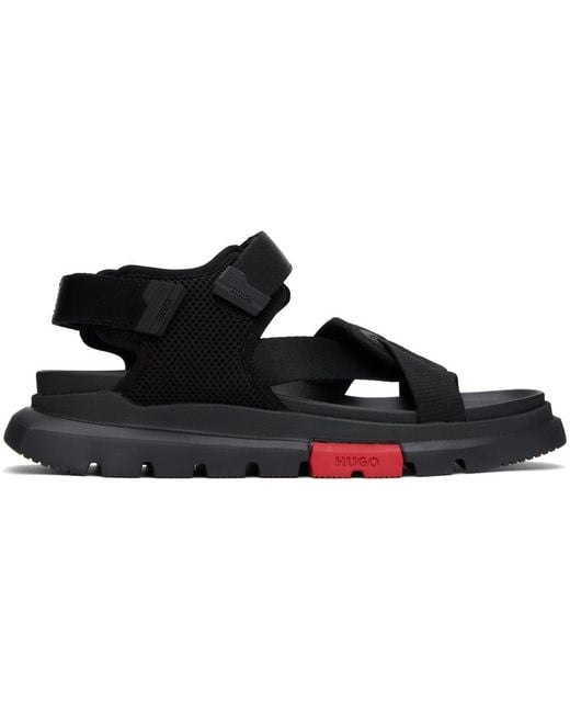 HUGO Black Velcro Sandals for men
