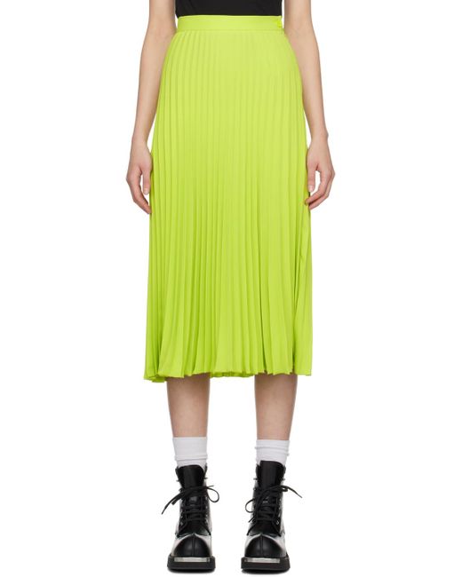 MM6 by Maison Martin Margiela Yellow Green Pleated Midi Skirt