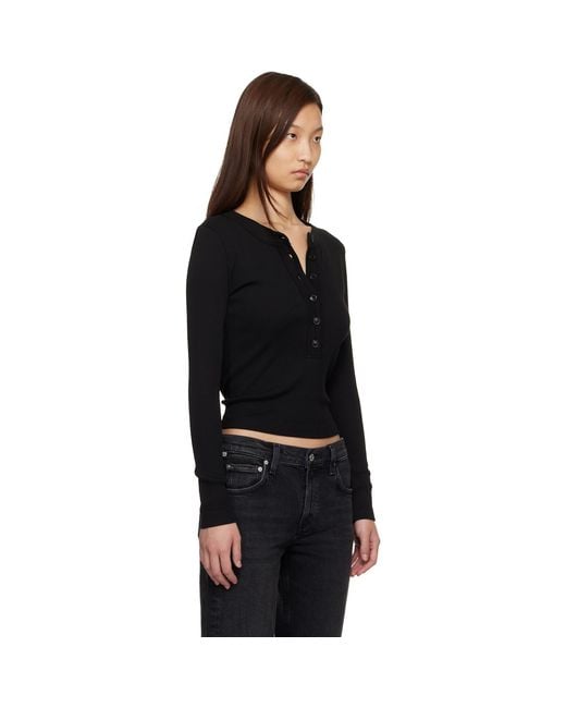 Citizens of Humanity Black Varra Henley T-Shirt