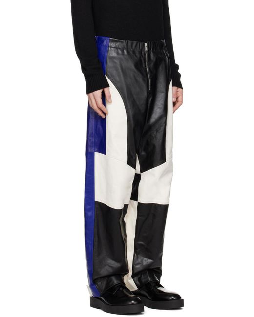 Jil Sander Black & Navy Motocross Leather Pants for men