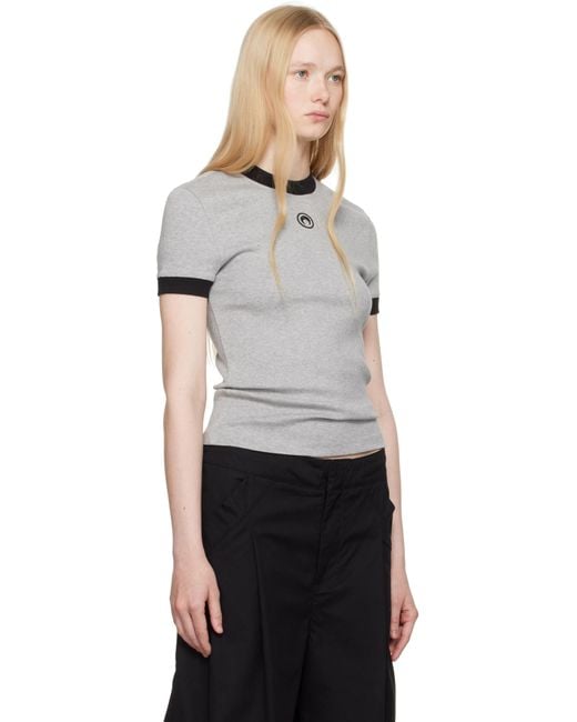 MARINE SERRE グレー Moon Logo ジャージ フィット Tシャツ Black