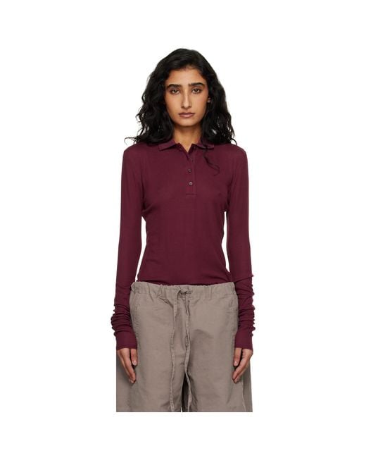 Entire studios Red Burgundy Ls Polo