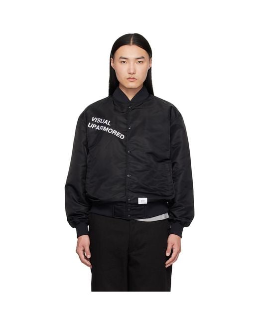 (w)taps Black 'Team' Varsity Jacket for men