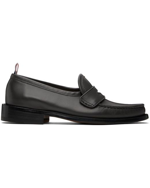 Thom Browne Black Gray Pleated Varsity Loafers for men