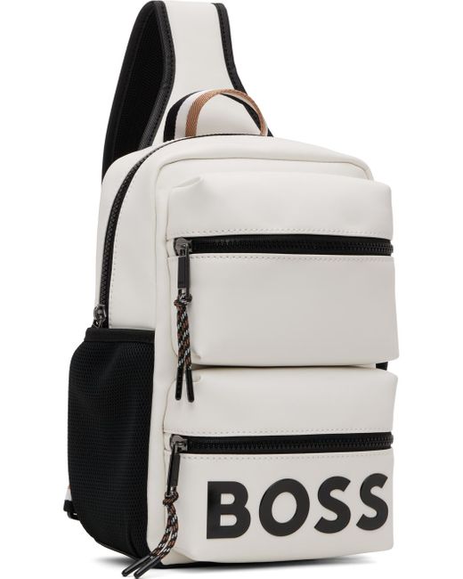 独特の素材 HUGO BOSS フェイクレザー バックパック モノグラム