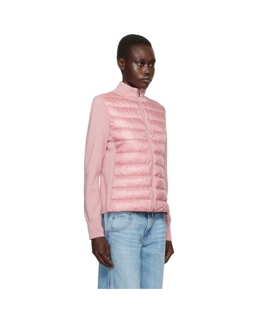 Moncler Pink Wool Down Padded Knit Jacket