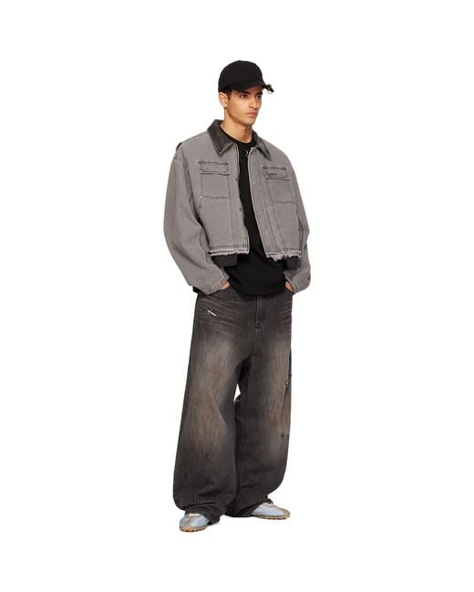 we11done Gray Cut-Out Work Jacket for men