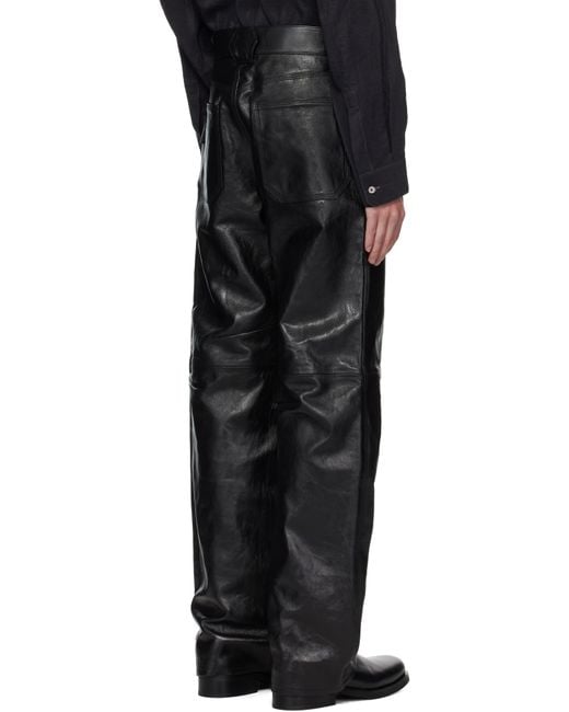 OUAT Black Office Leather Pants for men