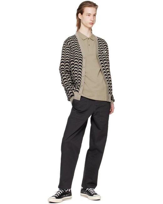 Fred Perry Taupe & Black Jacquard Cardigan for men