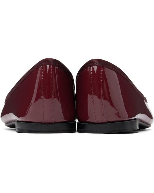 Repetto Black Burgundy Cendrillon Rubber-Sole Ballerina Flats