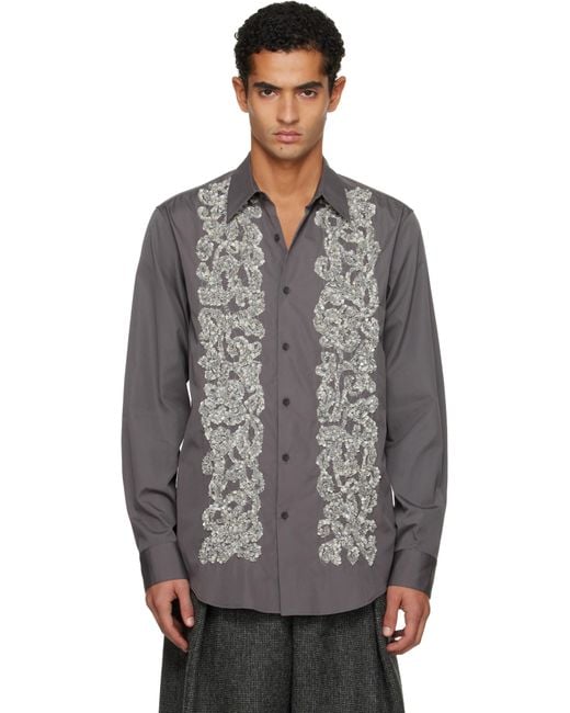 Dries Van Noten Gray Embellished Shirt for men