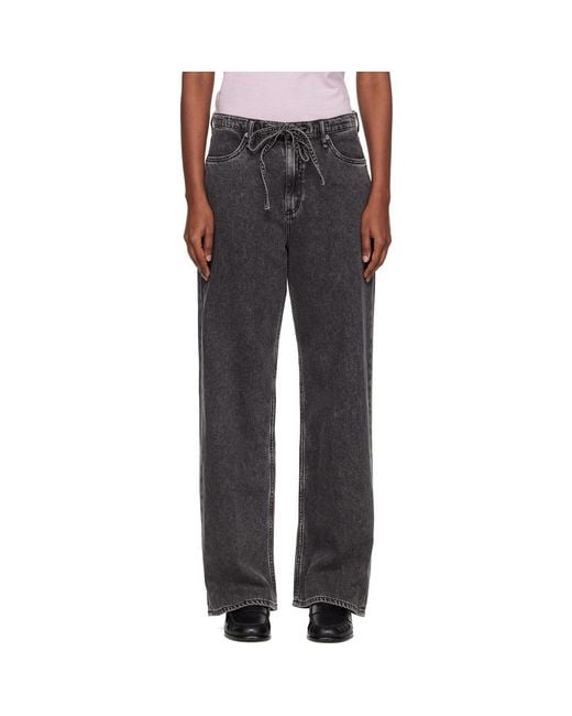 Rag & Bone Gray Phoebe Wide-Leg Drawstring Jeans