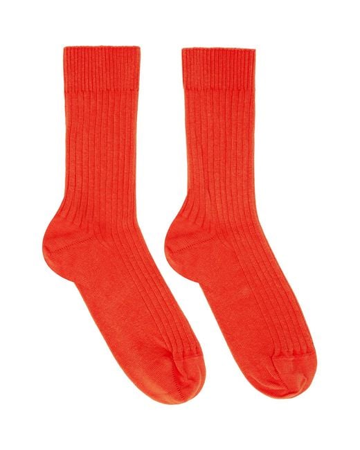 Baserange Red Three-Pack Rib Overankle Socks