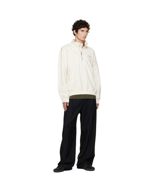 Helmut Lang White Off- Small Logo Quarter-Zip Sweatshirt for men