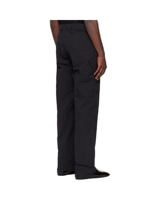 Dries Van Noten Black Crinkle Cargo Pants for men