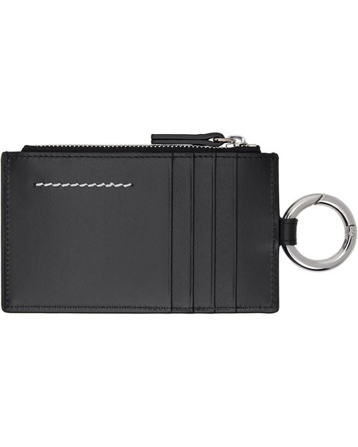 MM6 by Maison Margiela Black Numeric Leather Key Ring Wallet