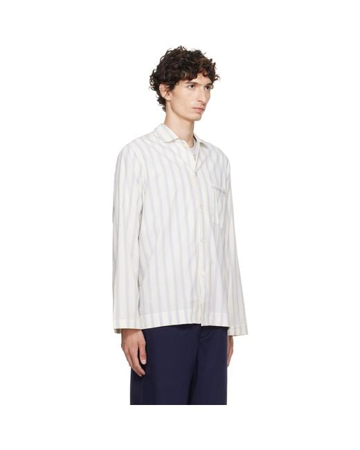 Tekla White Off- & Poplin Long-Sleeved Pyjama Shirt for men