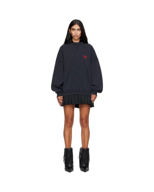 Balenciaga Blue Hybrid Laurel Dry Molleton Minidress