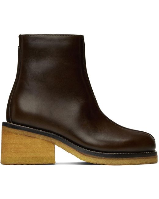 Lemaire Brown Piped Ankle Boots