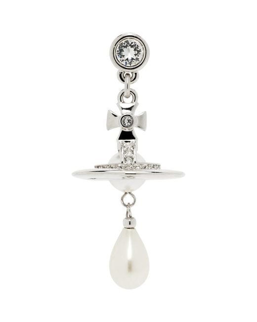 Vivienne Westwood White Faux-Pearl Drop Single Earring for men