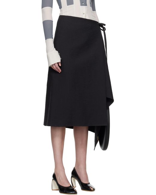 Tory Burch Black Cotton Wrap Midi Skirt