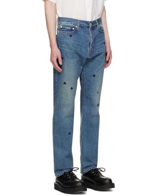 Undercover Blue Embroidered Jeans for men
