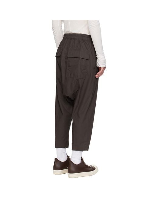 Rick Owens Black Temple Drawstring Cropped Trousers for men