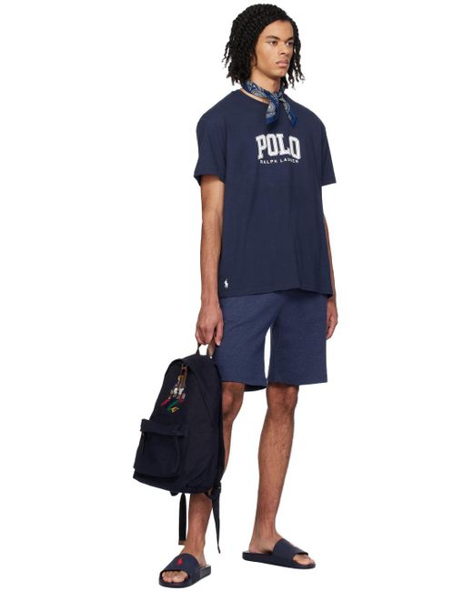 Sandales à enfiler bleu marine à logo Polo Ralph Lauren pour homme en coloris Black