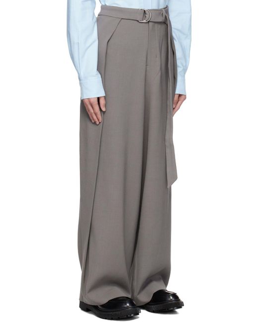 Ami Paris Gray Wideleg Trousers for Men Lyst