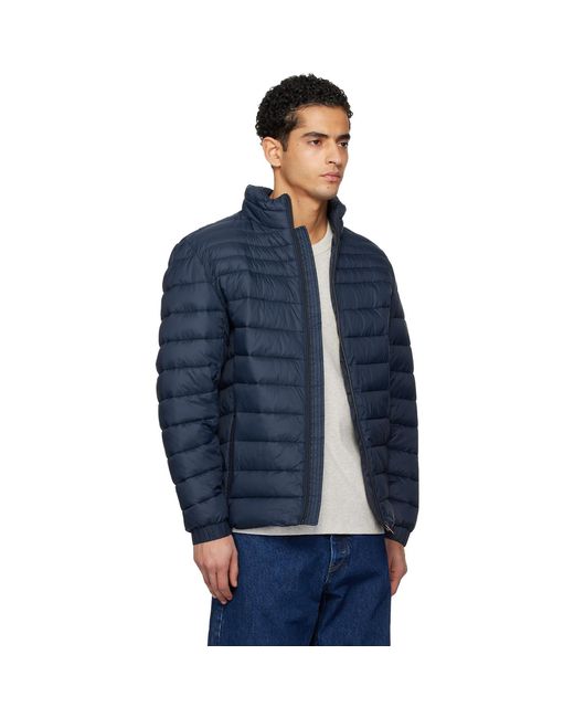 Boss Blue Water-Repellent Mixed Quilting Jacket for men