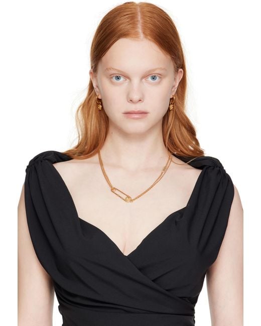 Collier À Épingle De Sureté Versace en coloris Black
