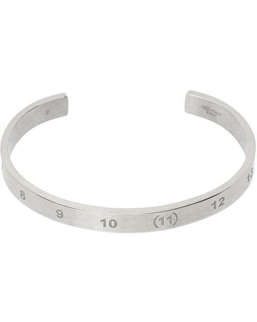 Maison Margiela Black Silver Numerical Cuff Bracelet for men