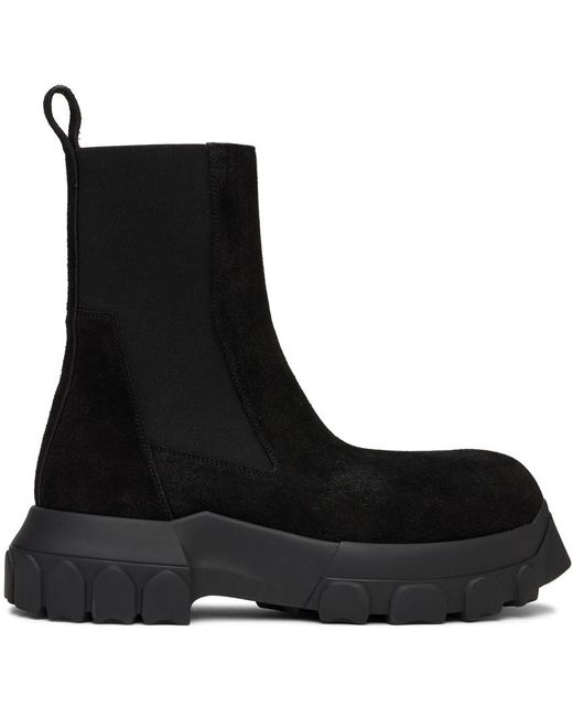 Rick Owens Suede Beatle Bozo Tractor Boots in Black/Black (Black) for ...